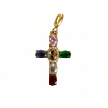 Glass Stone Cross Charm