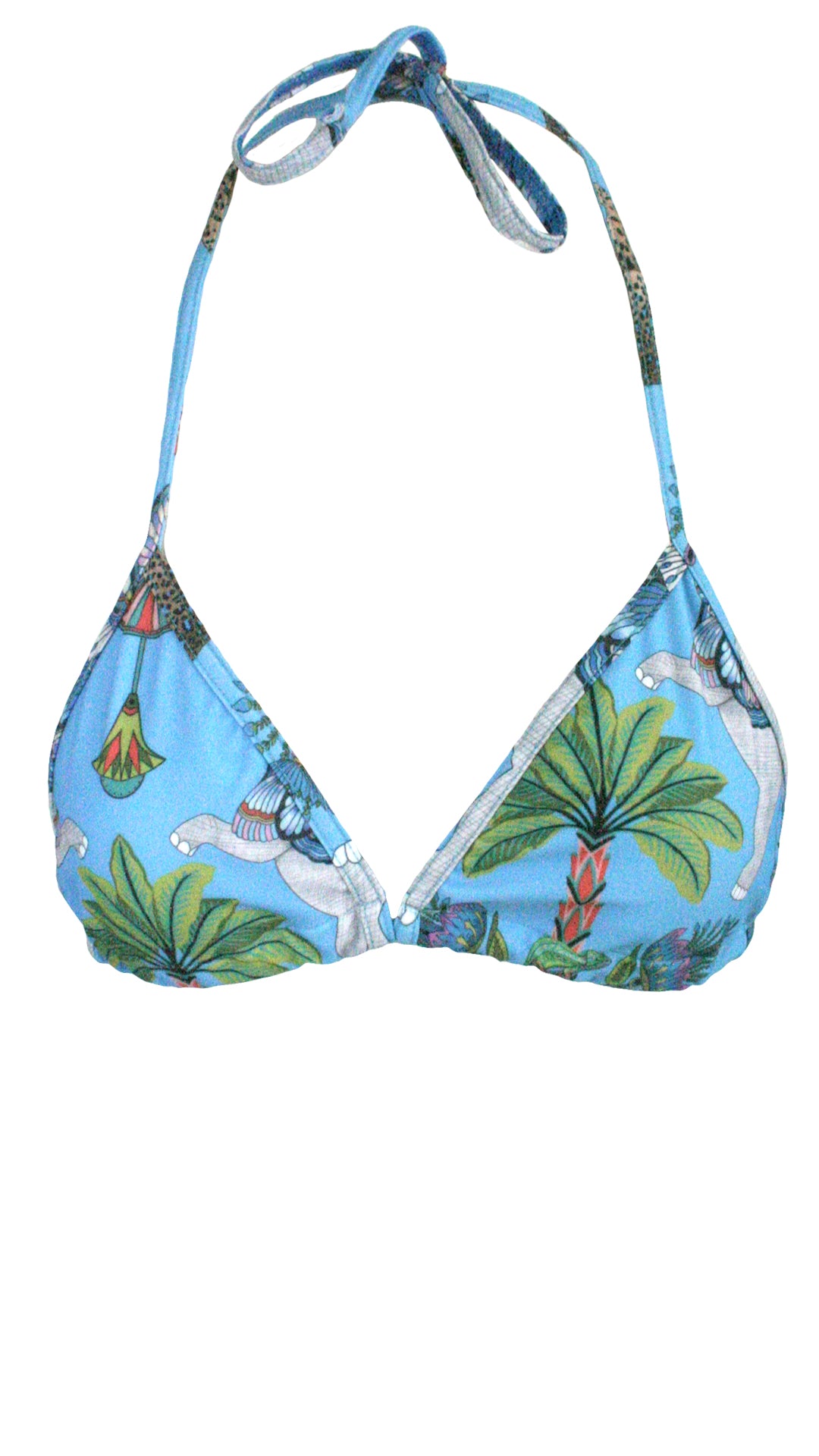 Lunch With Leopards Blue Triangle Bikini Top