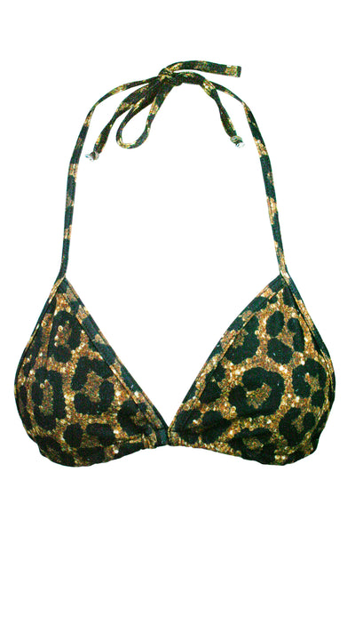 Midnight Leopard Triangle Bikini Top