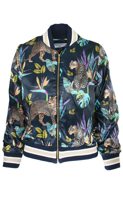 Cobalt Leopard Luxe Legacy Bomber Jacket