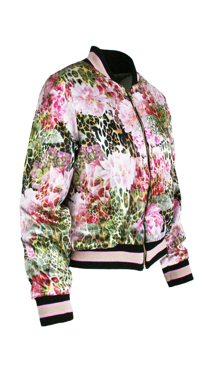 Rose Animal Luxe Legacy Lined Bomber Jacket