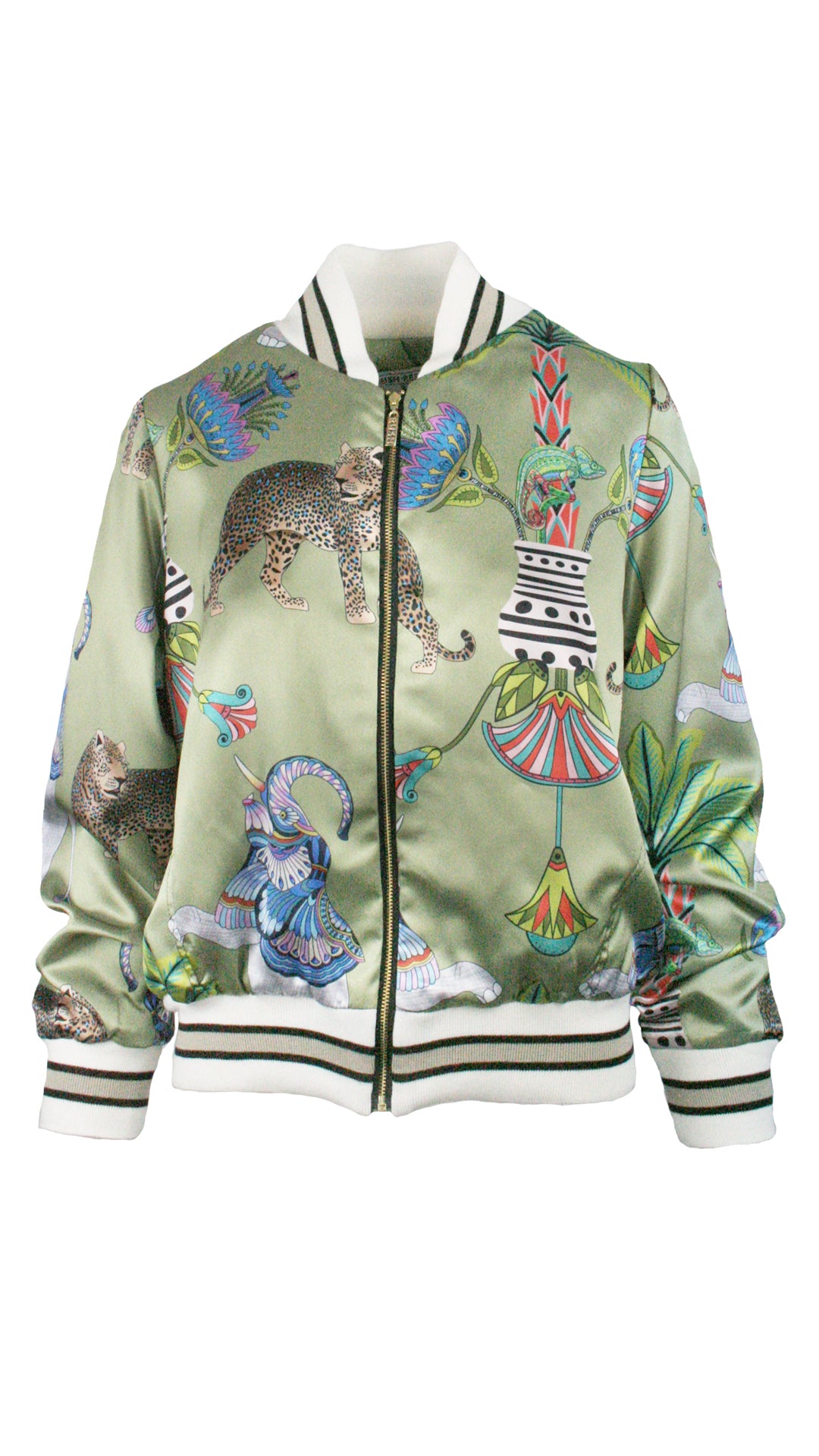 Lunch With Leopards Sage Luxe Legacy Bomber Jacket
