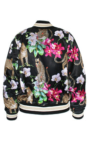 Leopard's Kiss Black Luxe Legacy Bomber Jacket