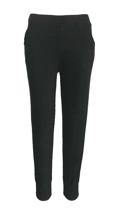 Black Cashmere Heritage Ribbed Cuff Pants