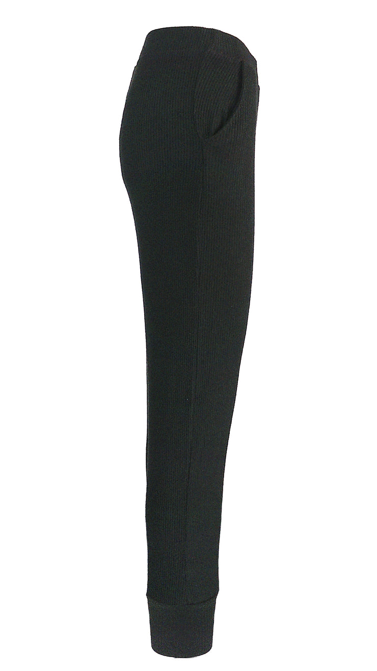 Black Cashmere Heritage Ribbed Cuff Pants