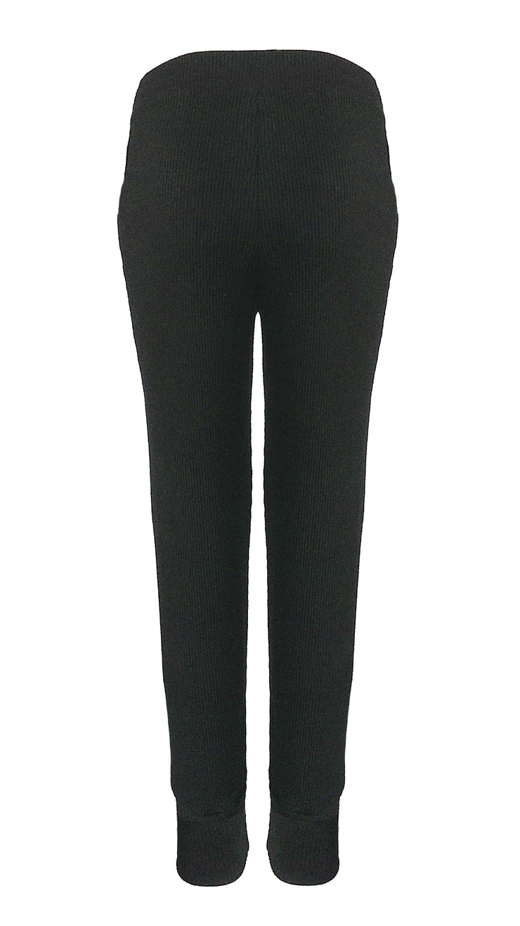 Black Cashmere Heritage Ribbed Cuff Pants