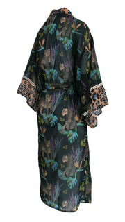 Cobalt Leopard Chiffon Kimono Cover Up