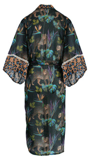 Cobalt Leopard Chiffon Kimono Cover Up