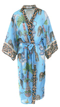 Lunch With Leopards Blue Chiffon Kimono Cover Up