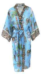 Lunch With Leopards Blue Chiffon Kimono Cover Up