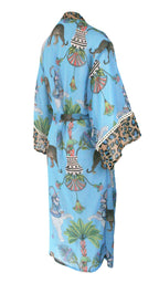 Lunch With Leopards Blue Chiffon Kimono Cover Up