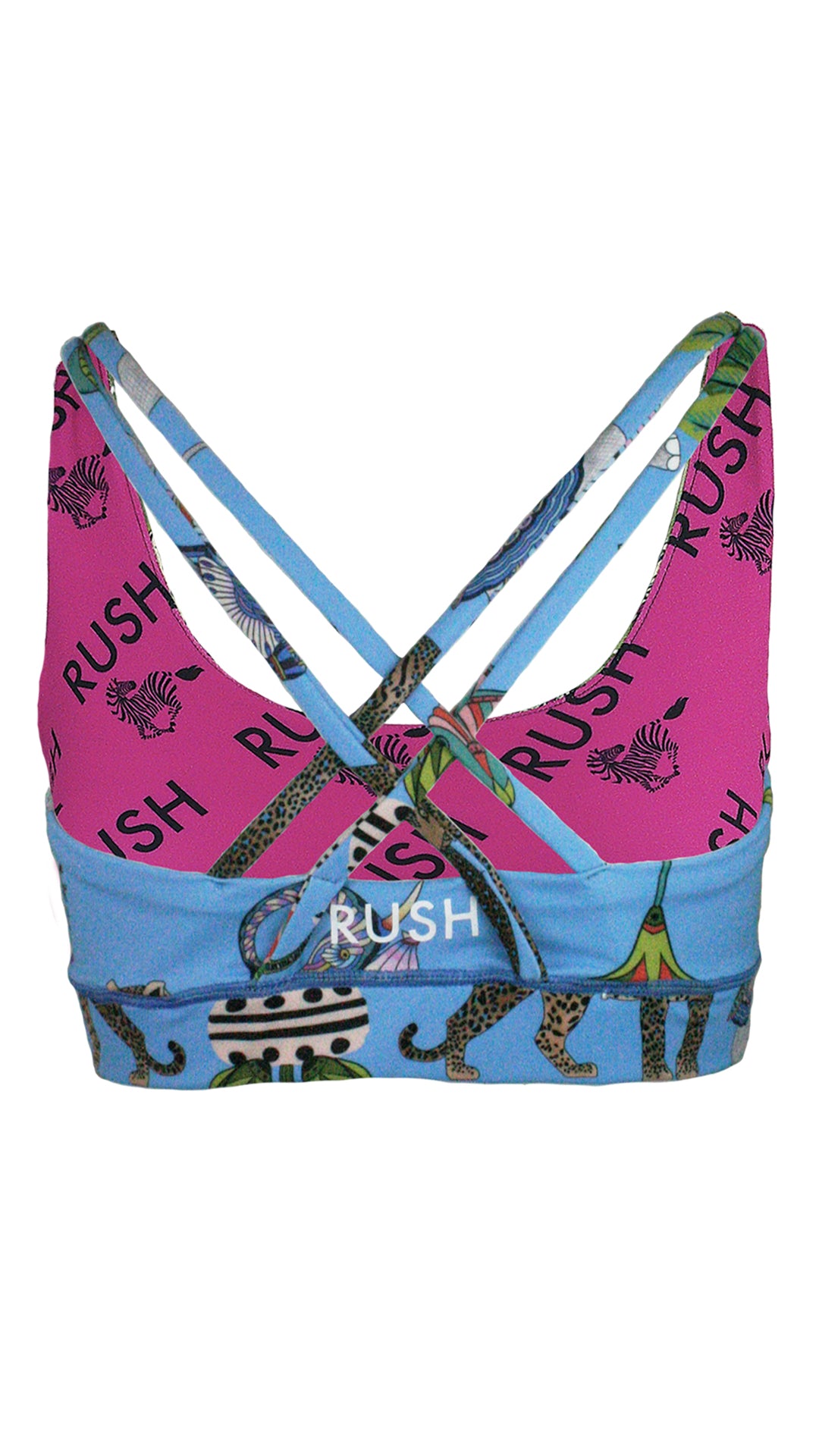 Lunch With Leopards Blue Free My Heart Sports Bra