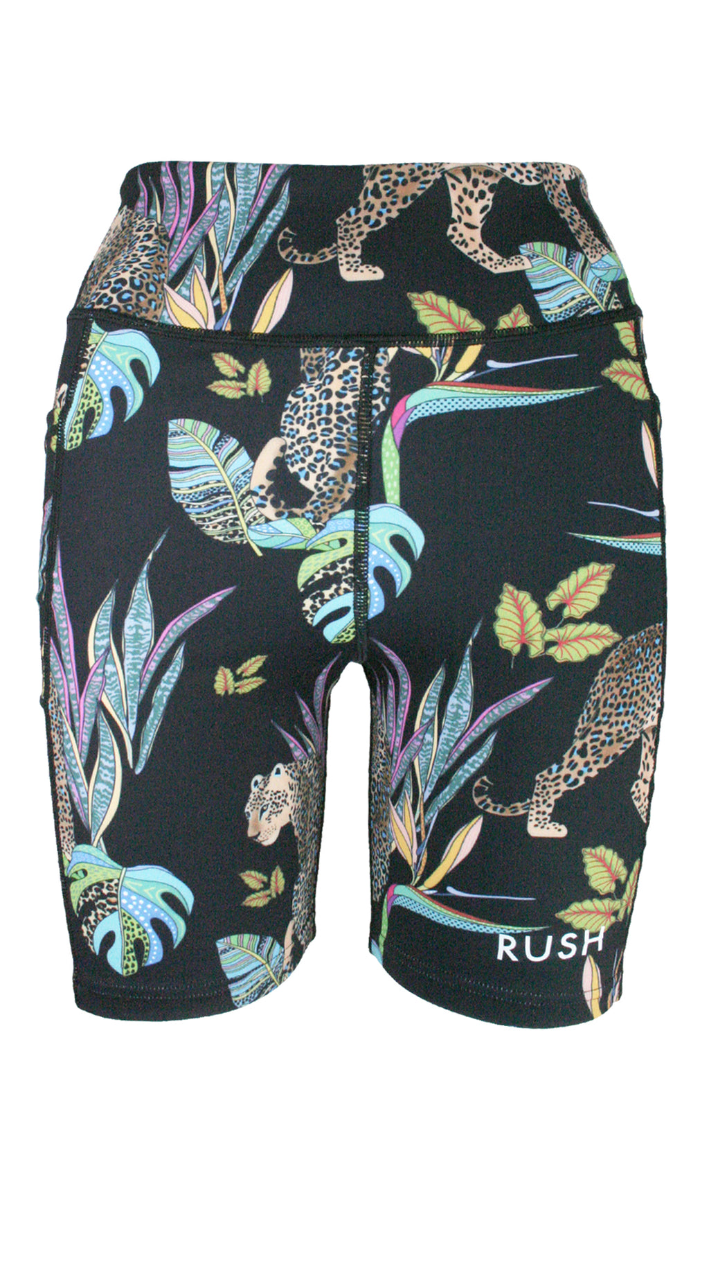 Cobalt Leopard Black Active High Waist Shorts