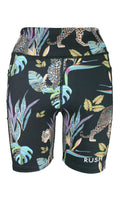Cobalt Leopard Black Active High Waist Shorts