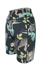 Cobalt Leopard Black Active High Waist Shorts