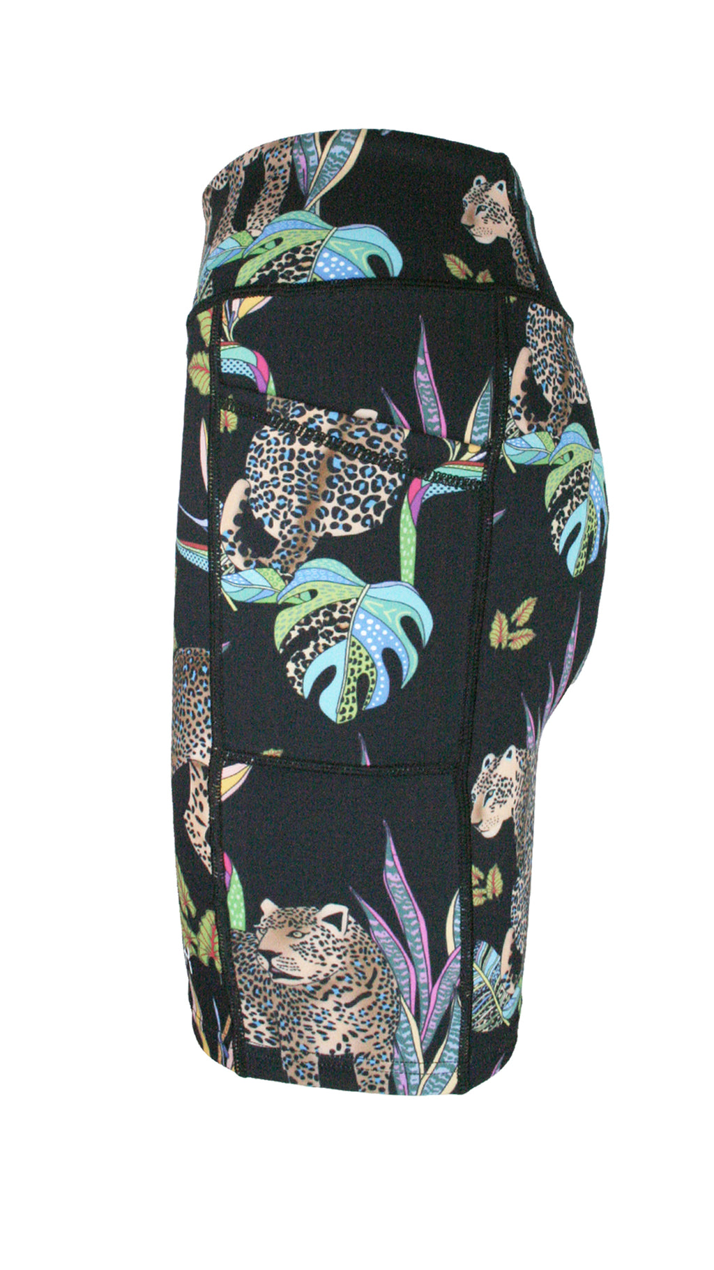 Cobalt Leopard Black Active High Waist Shorts