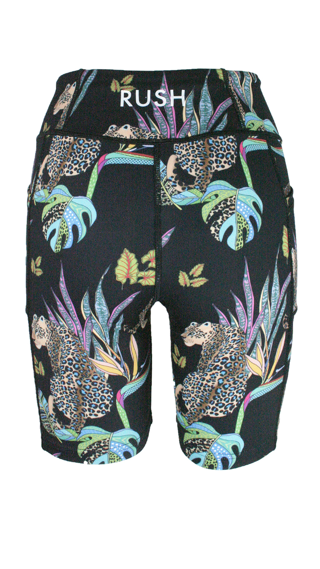 Cobalt Leopard Black Active High Waist Shorts