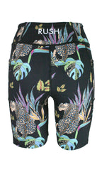 Cobalt Leopard Black Active High Waist Shorts
