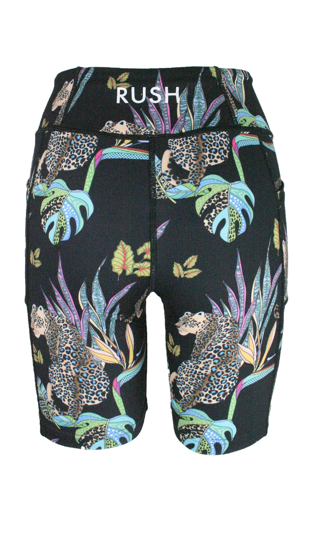 Cobalt Leopard Black Active High Waist Shorts