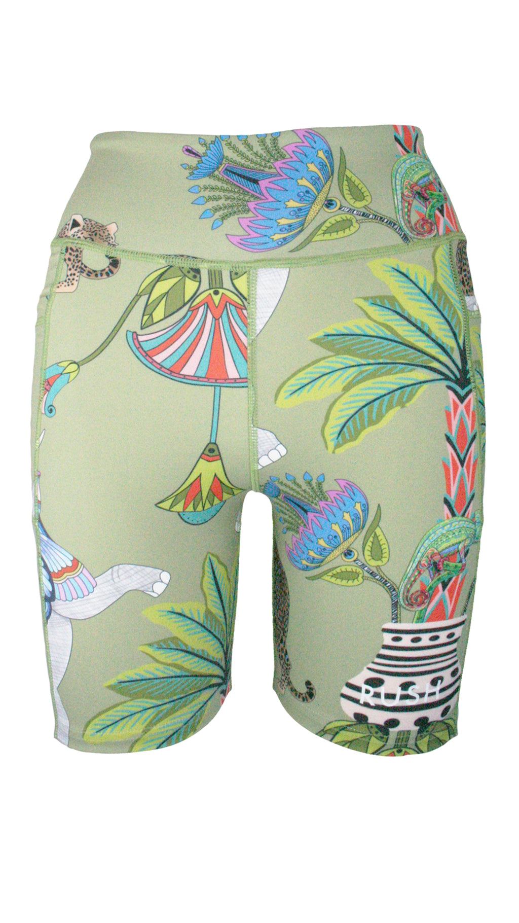 Lunch With Leopards Sage Active High Waist Shorts
