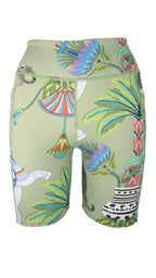 Lunch With Leopards Sage Active High Waist Shorts