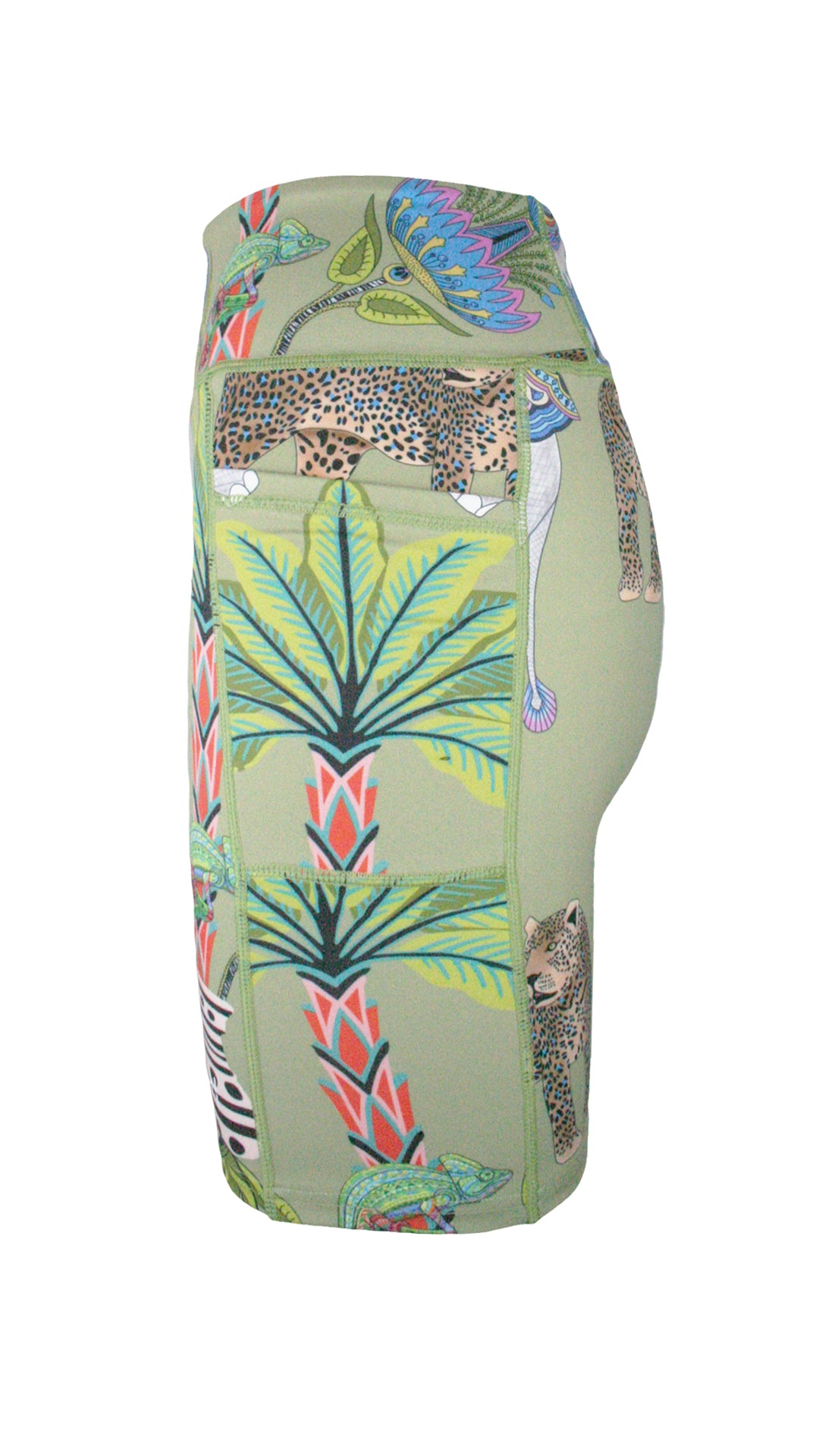 Lunch With Leopards Sage Active High Waist Shorts