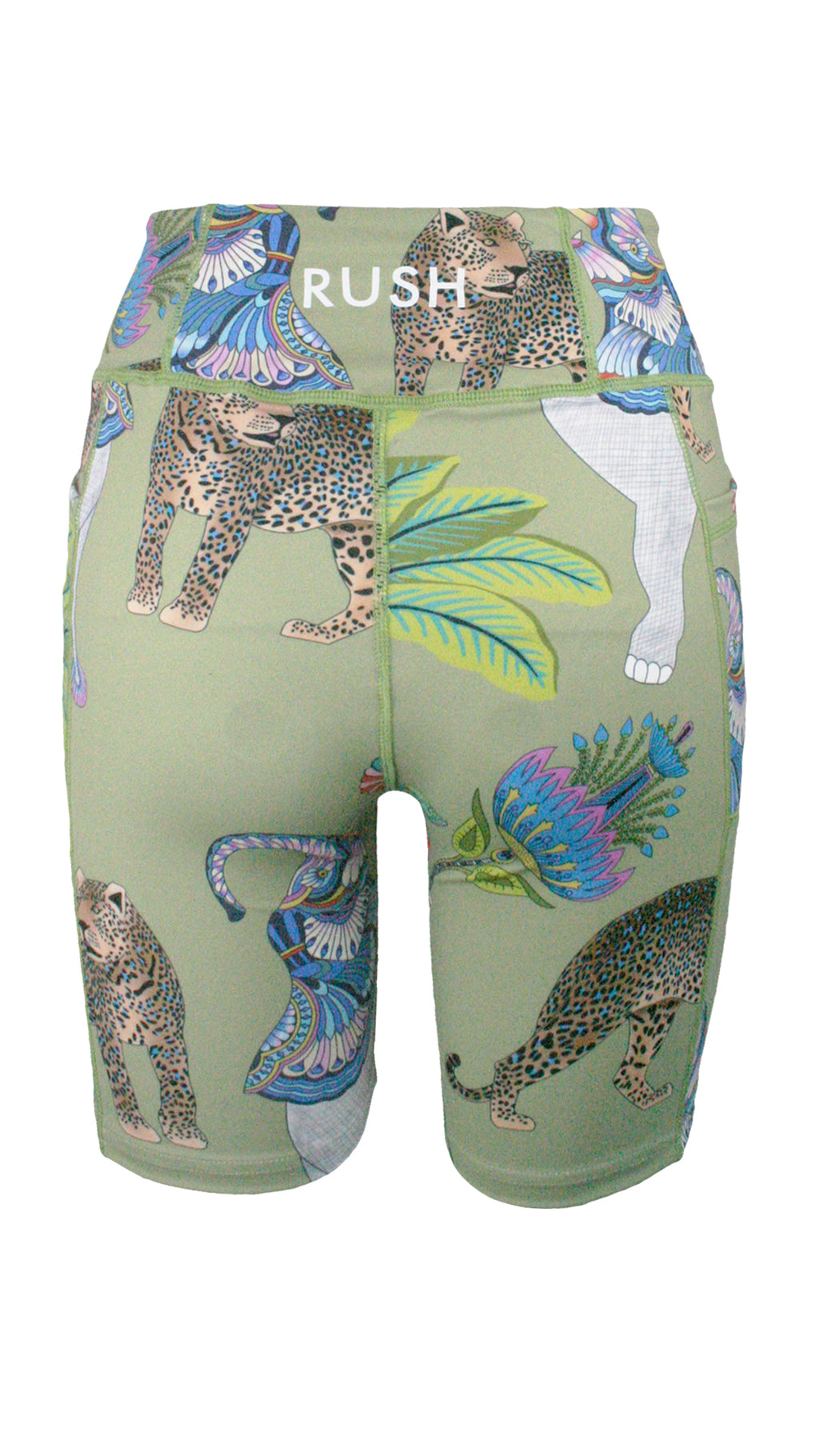 Lunch With Leopards Sage Active High Waist Shorts