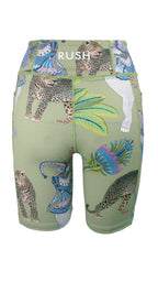 Lunch With Leopards Sage Active High Waist Shorts