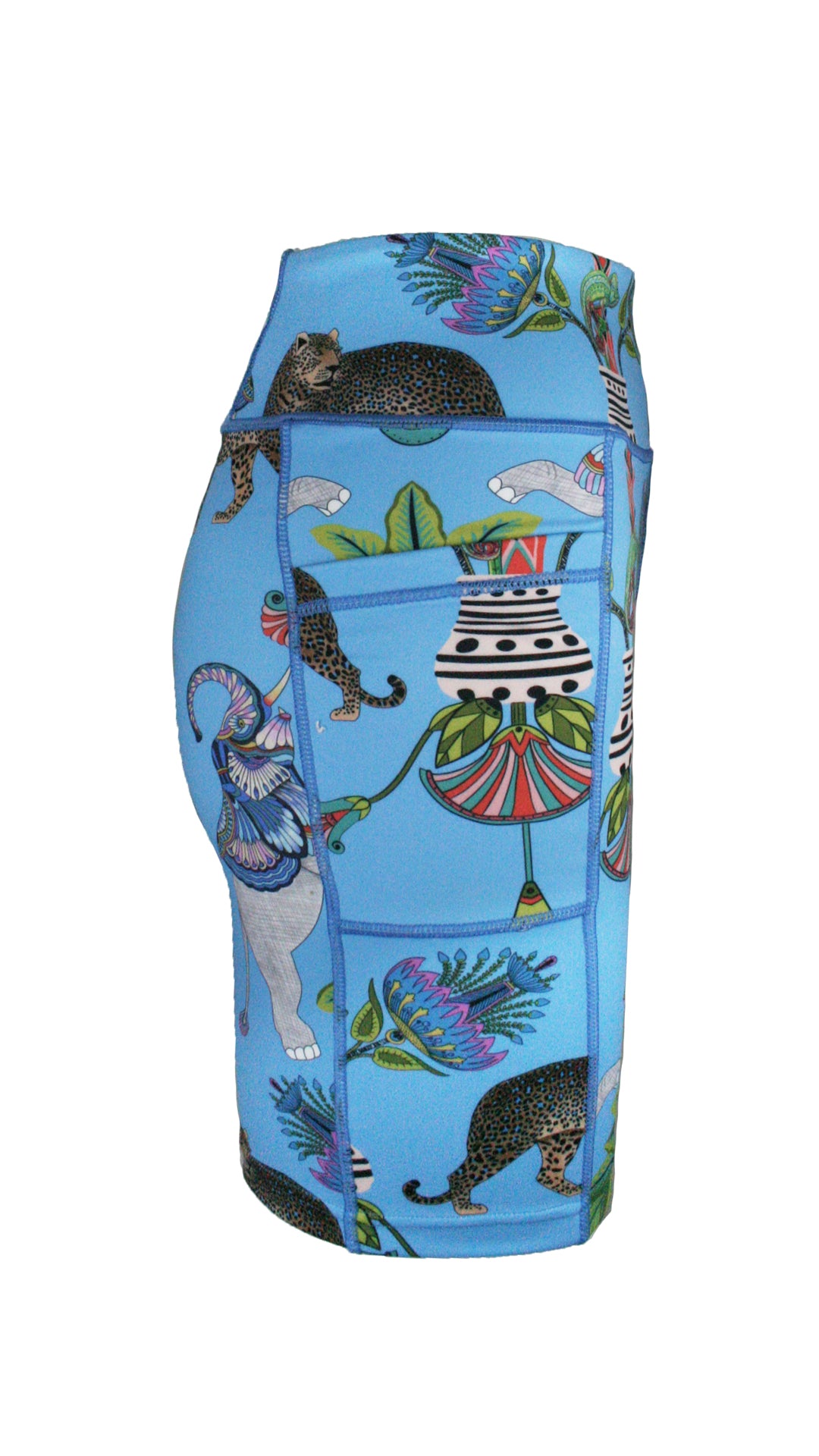 Lunch With Leopards Blue Active High Waist Shorts