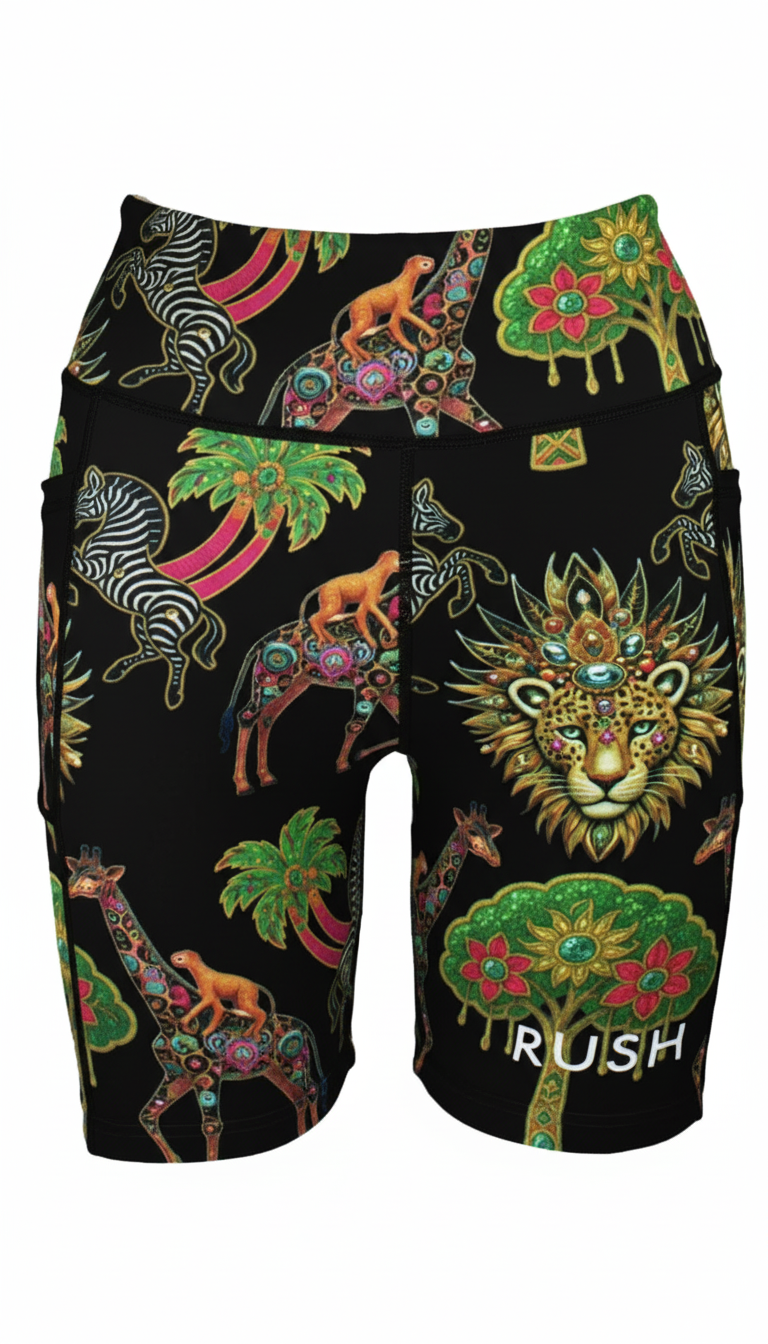 Zambezi Gold Black Active High Waist Shorts