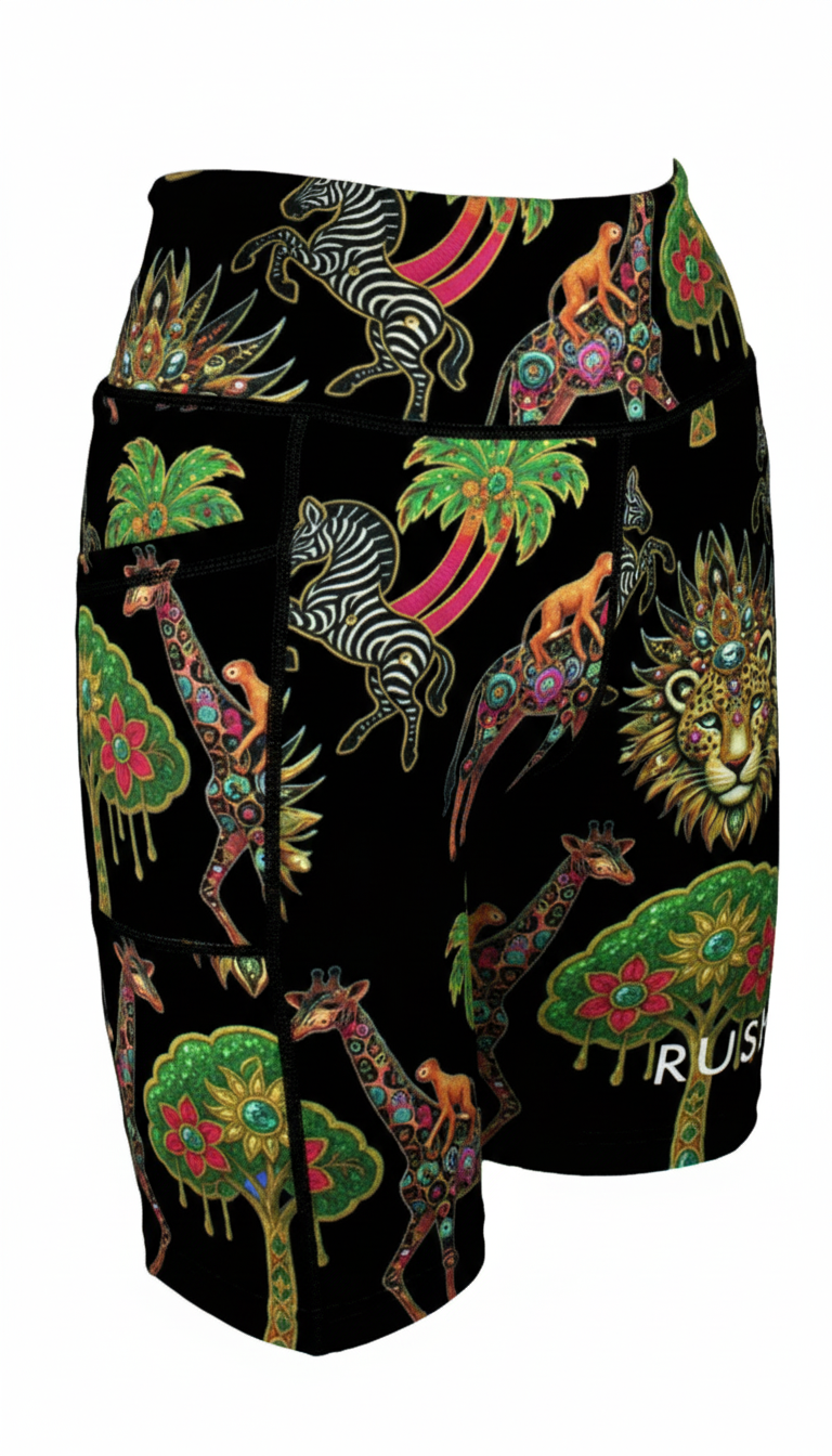 Zambezi Gold Black Active High Waist Shorts