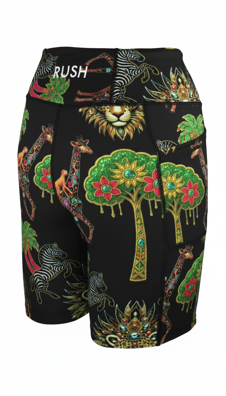Zambezi Gold Black Active High Waist Shorts