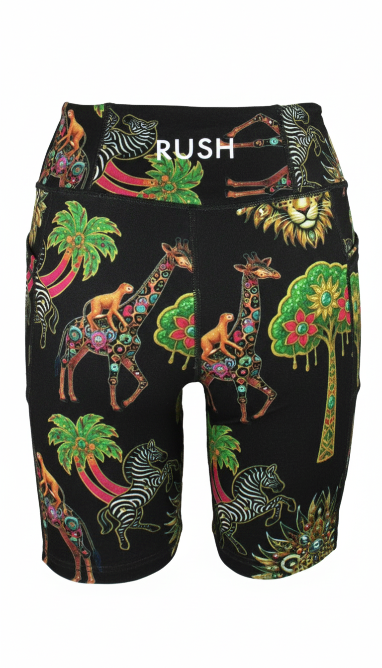 Zambezi Gold Black Active High Waist Shorts