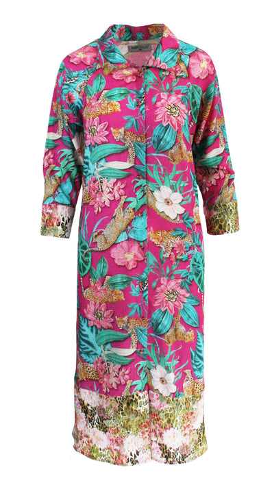 Leopard Creek Pink W/ Rose Animal Luxe Shirt Dress