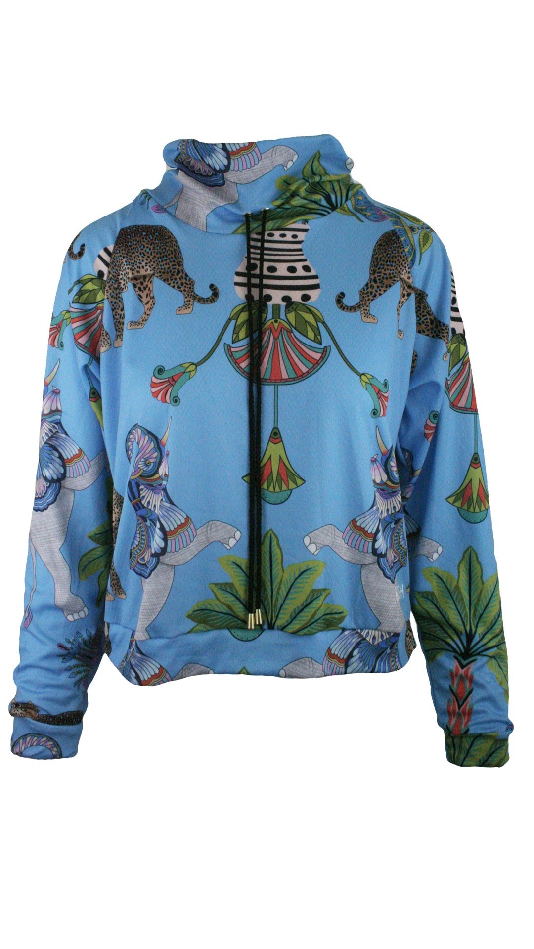Lunch With Leopards Blue Mesh Pullover