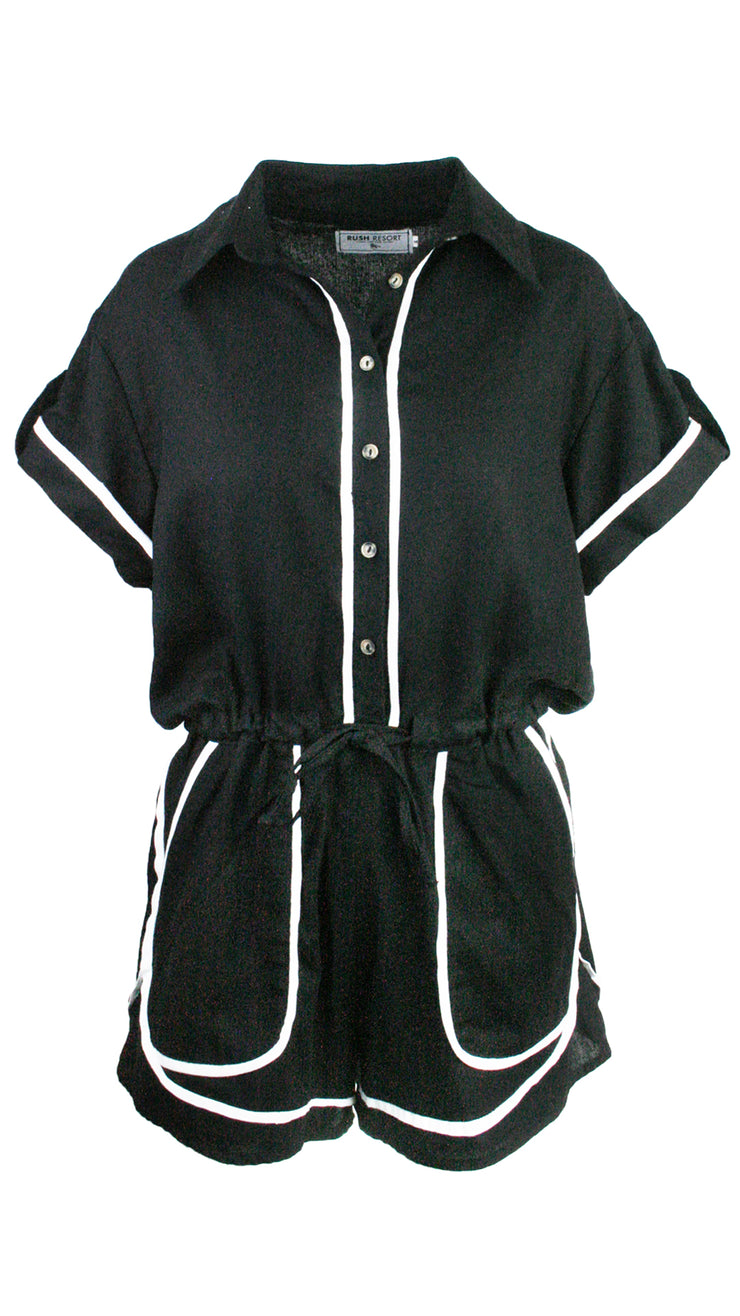 Black Monaco Trim Jumpsuit