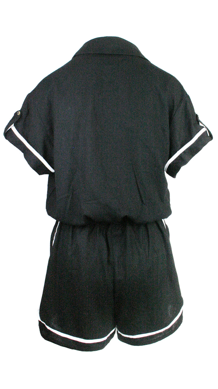 Black Monaco Trim Jumpsuit