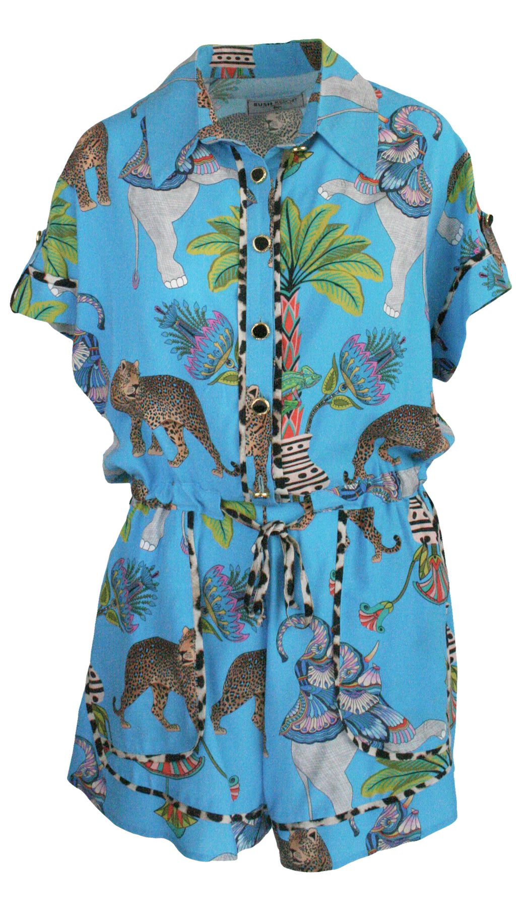 Lunch With Leopards Blue Monaco Trim Jumpsuit