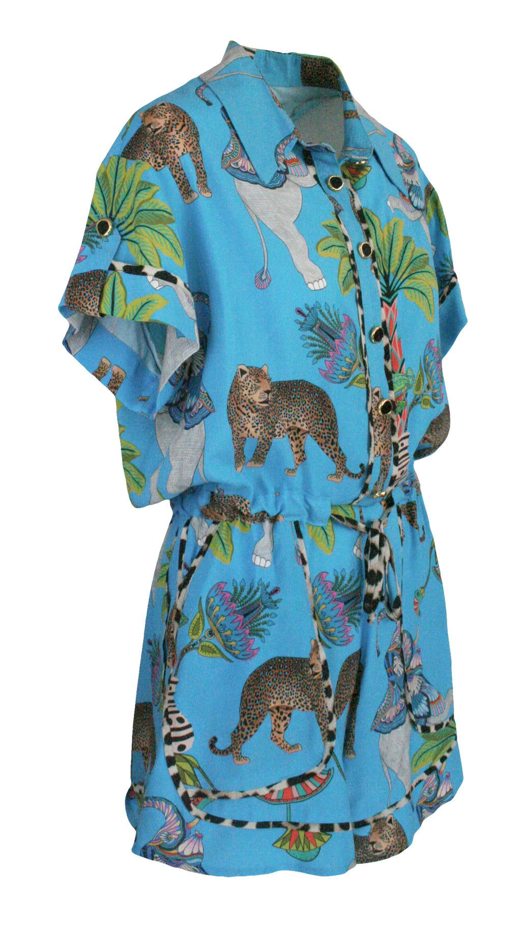 Lunch With Leopards Blue Monaco Trim Jumpsuit