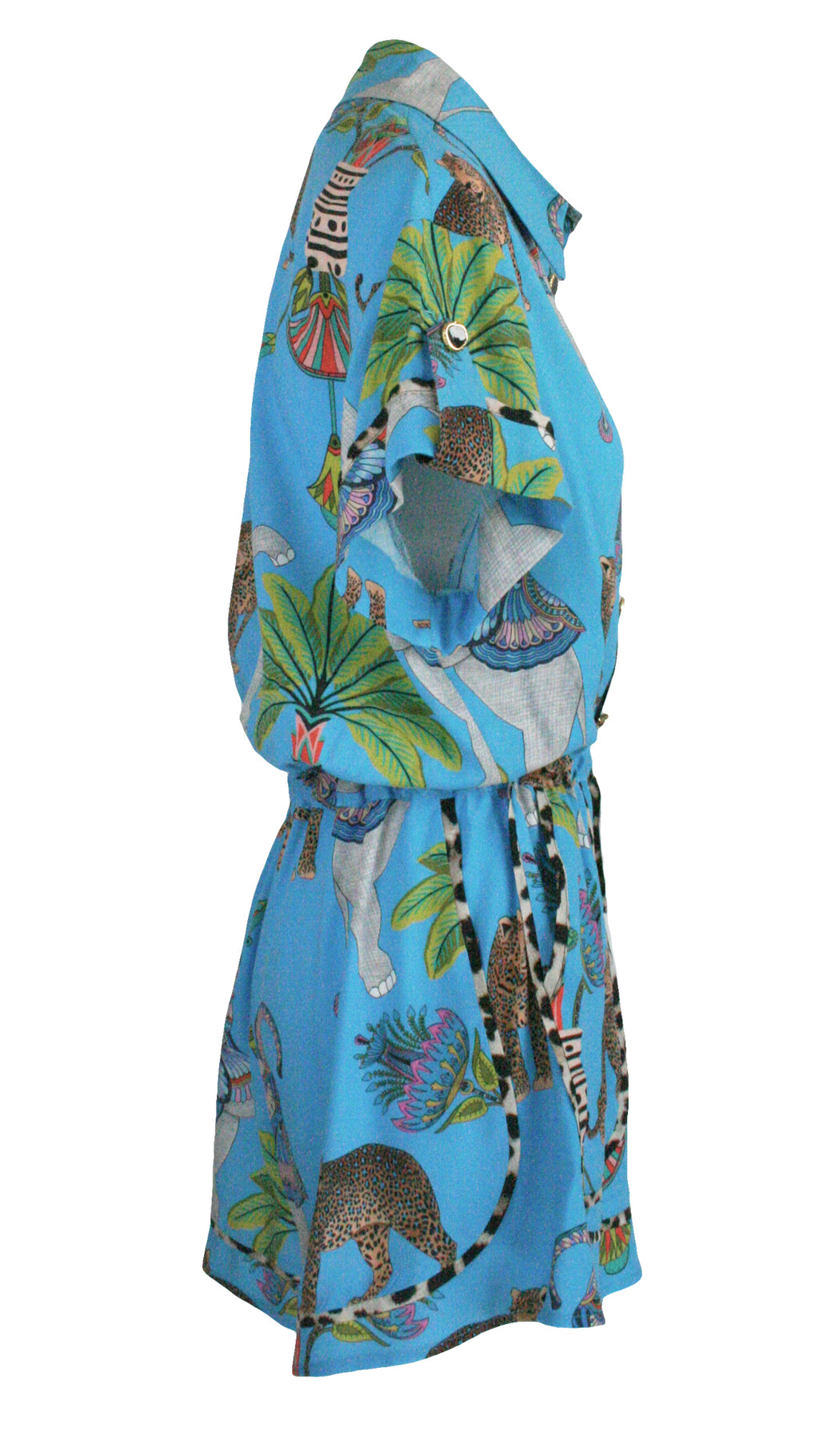 Lunch With Leopards Blue Monaco Trim Jumpsuit