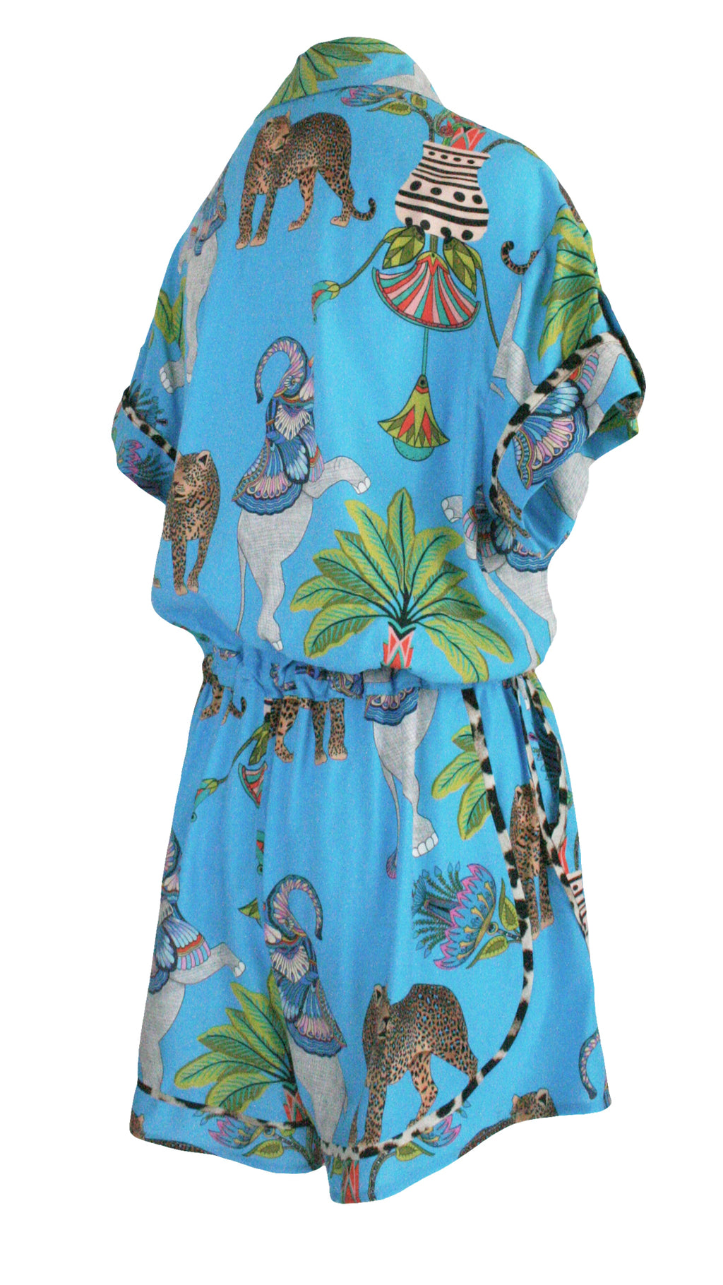 Lunch With Leopards Blue Monaco Trim Jumpsuit