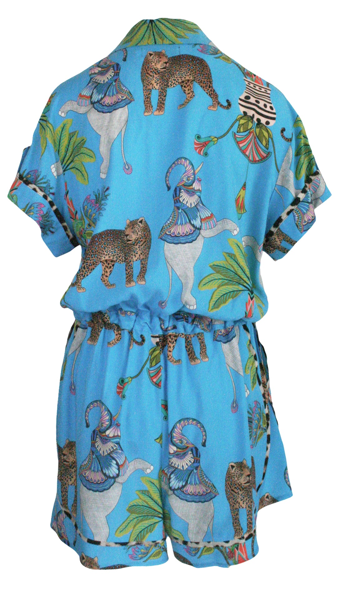 Lunch With Leopards Blue Monaco Trim Jumpsuit