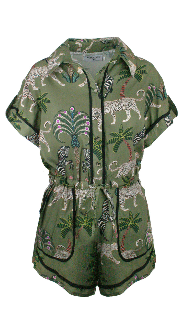 Okavango Olive Monaco Trim Jumpsuit