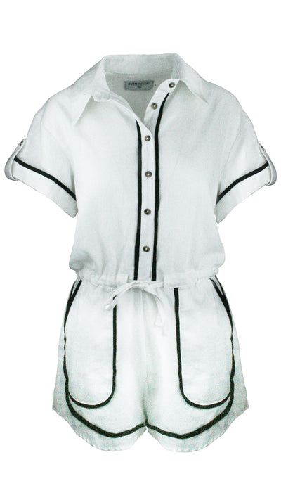 White Monaco Trim Jumpsuit