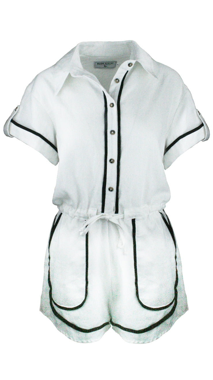White Monaco Trim Jumpsuit
