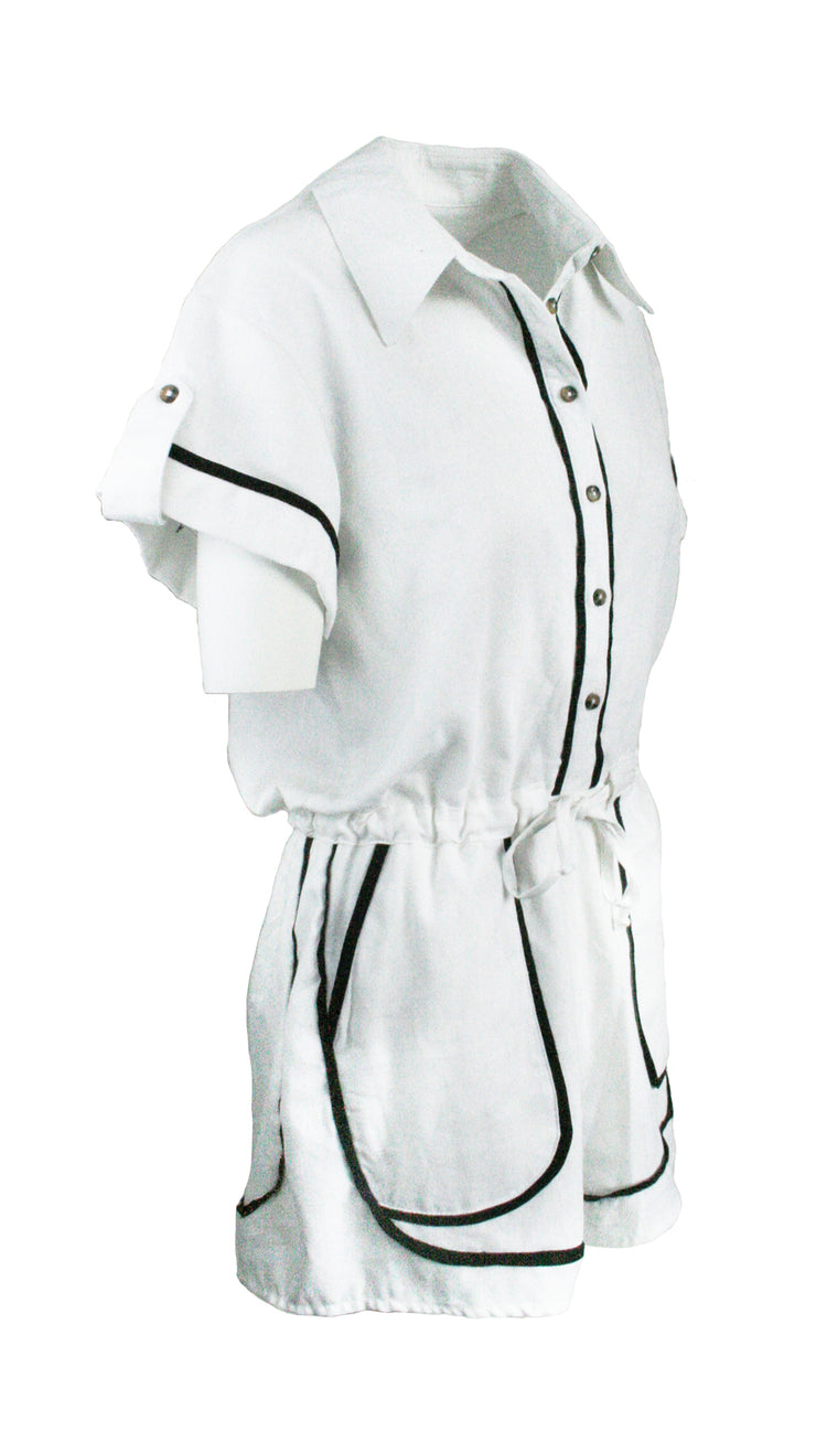 White Monaco Trim Jumpsuit