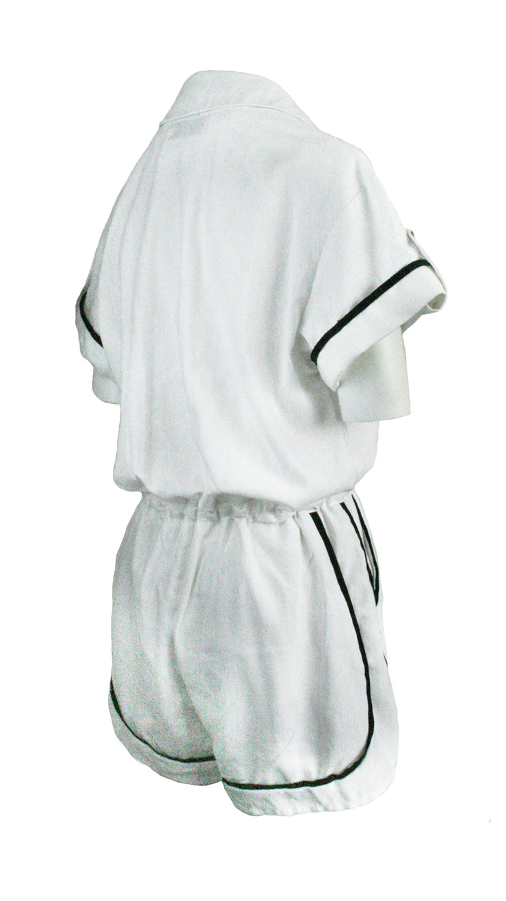 White Monaco Trim Jumpsuit