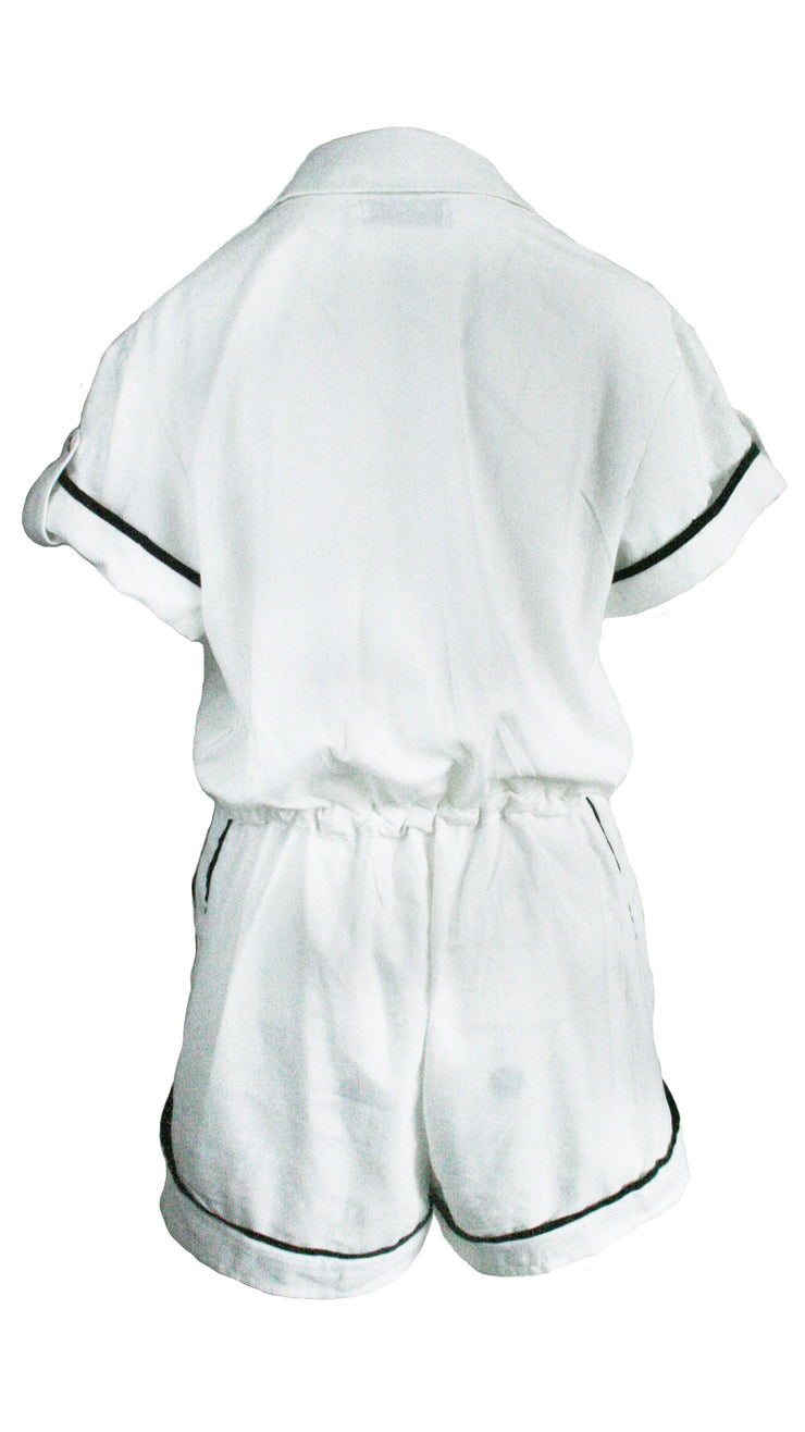 White Monaco Trim Jumpsuit