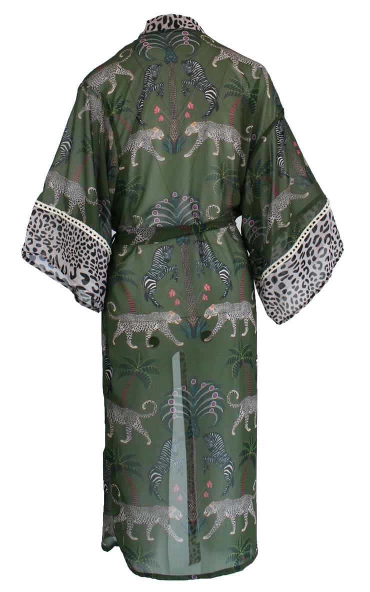 Okavango Olive Chiffon Kimono Cover Up