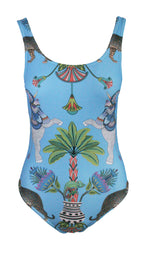 Lunch With Leopards Blue One Piece